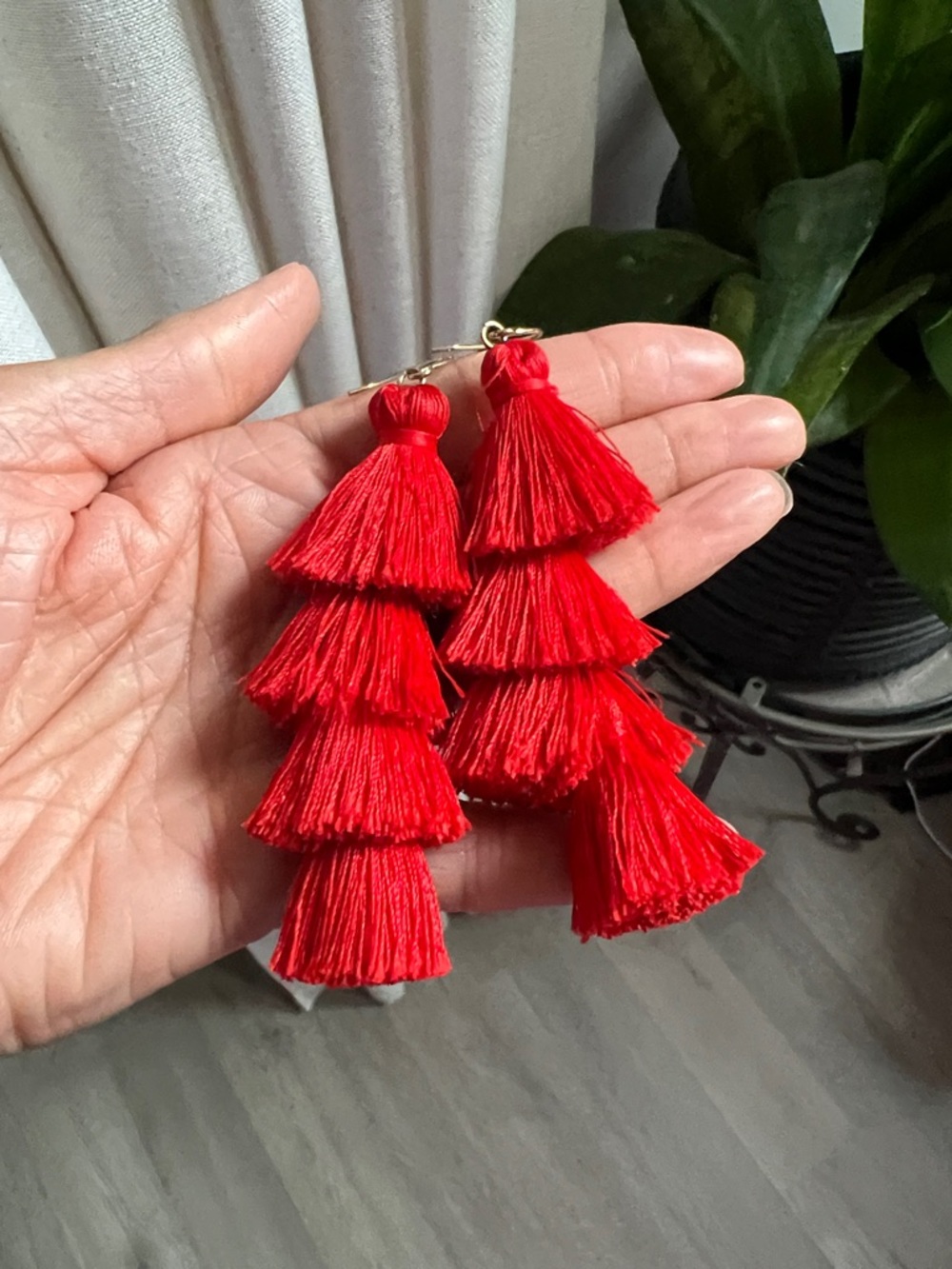 Red Tiered Tassel Earrings - Women Jewelry